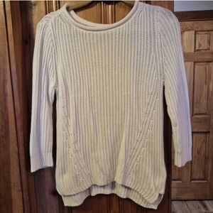 ❤️‍🔥Lauren Jeans Co. Ralph Lauren 100% Cotton Womens Large White Knit Sweater